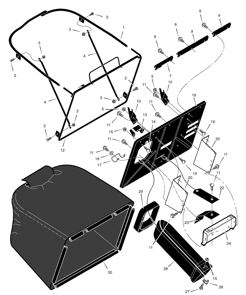 Grass Bagger Diagram and Parts List for 312006X50B 2006 Briggs and Stratton Lawn Tractor